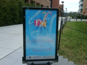 Good luck & Happy Holidays sign